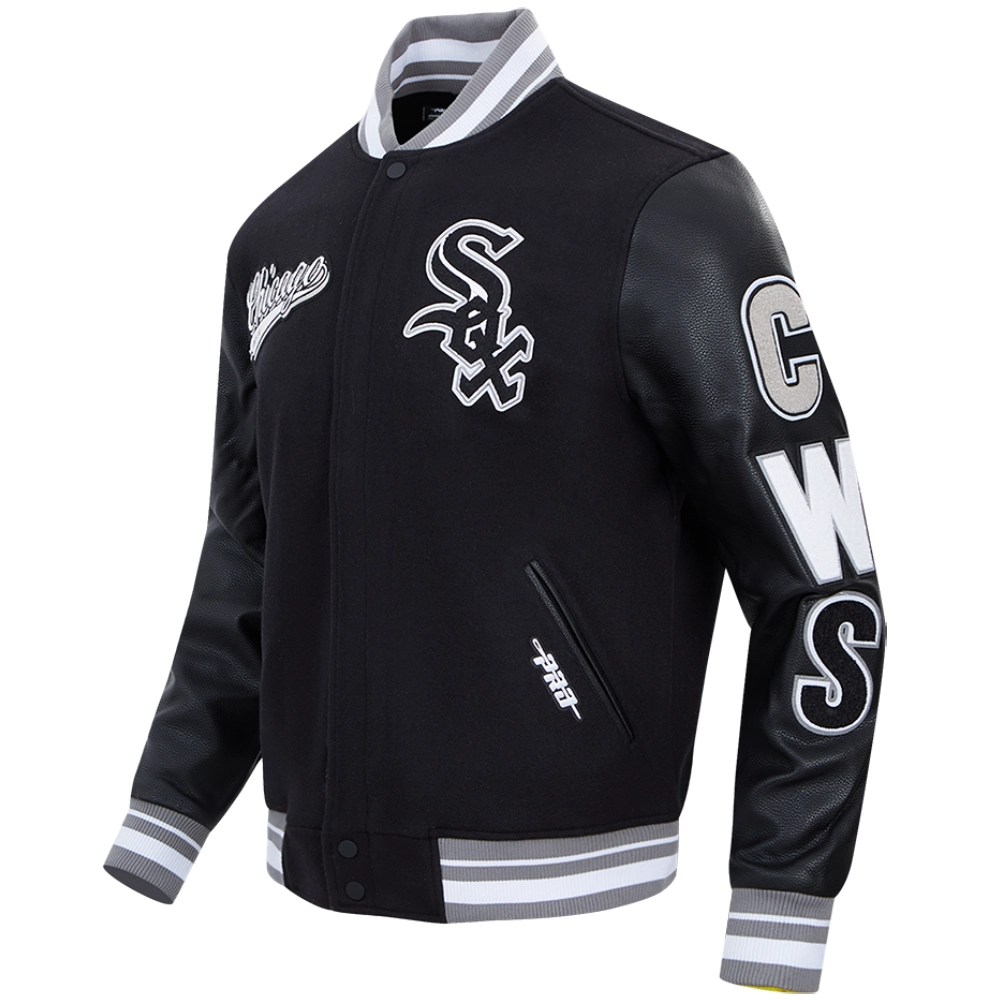 Alternative view of Chicago White Sox Script Tail Rib Wool & Leather Varsity Jacket