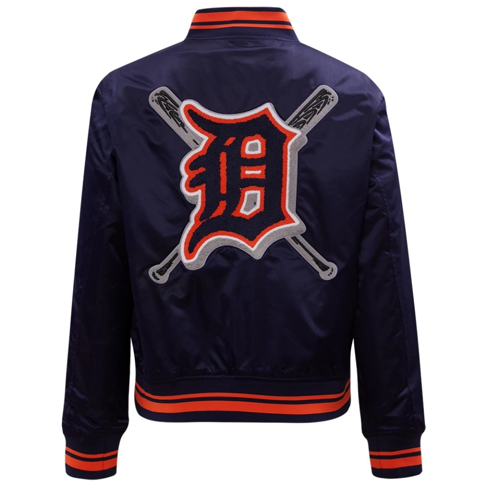 Alternative view of Detroit Tigers Women's Mashup Rib Full-Snap Satin Varsity Jacket