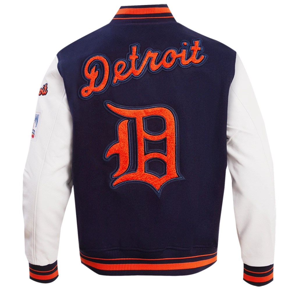 Alternative view of Detroit Tigers  Men's Retro Classic Rib Knitted Wool & Leather Varsity Jacket