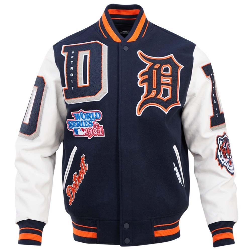 Detroit Tigers Mashup Ribbed Knitted Wool & Leather Varsity Jacket (Sale)