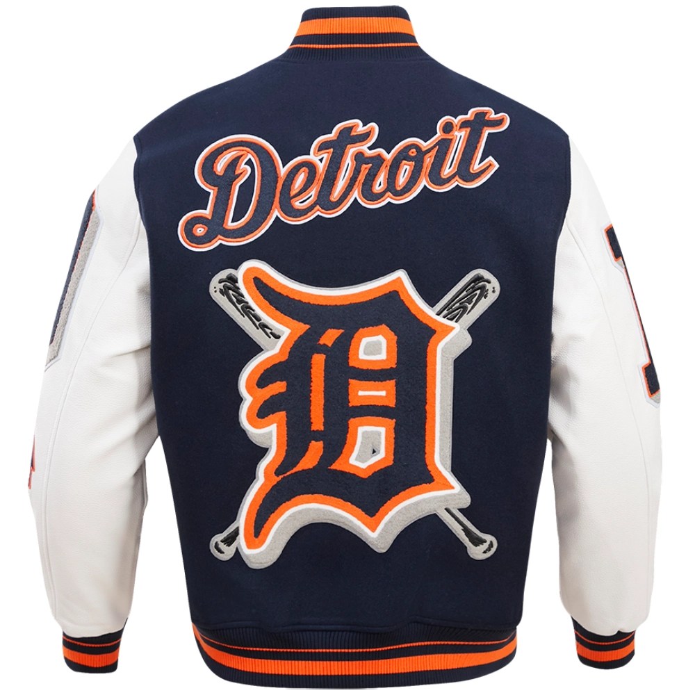 Alternative view of Detroit Tigers Mashup Ribbed Knitted Wool & Leather Varsity Jacket (Sale)