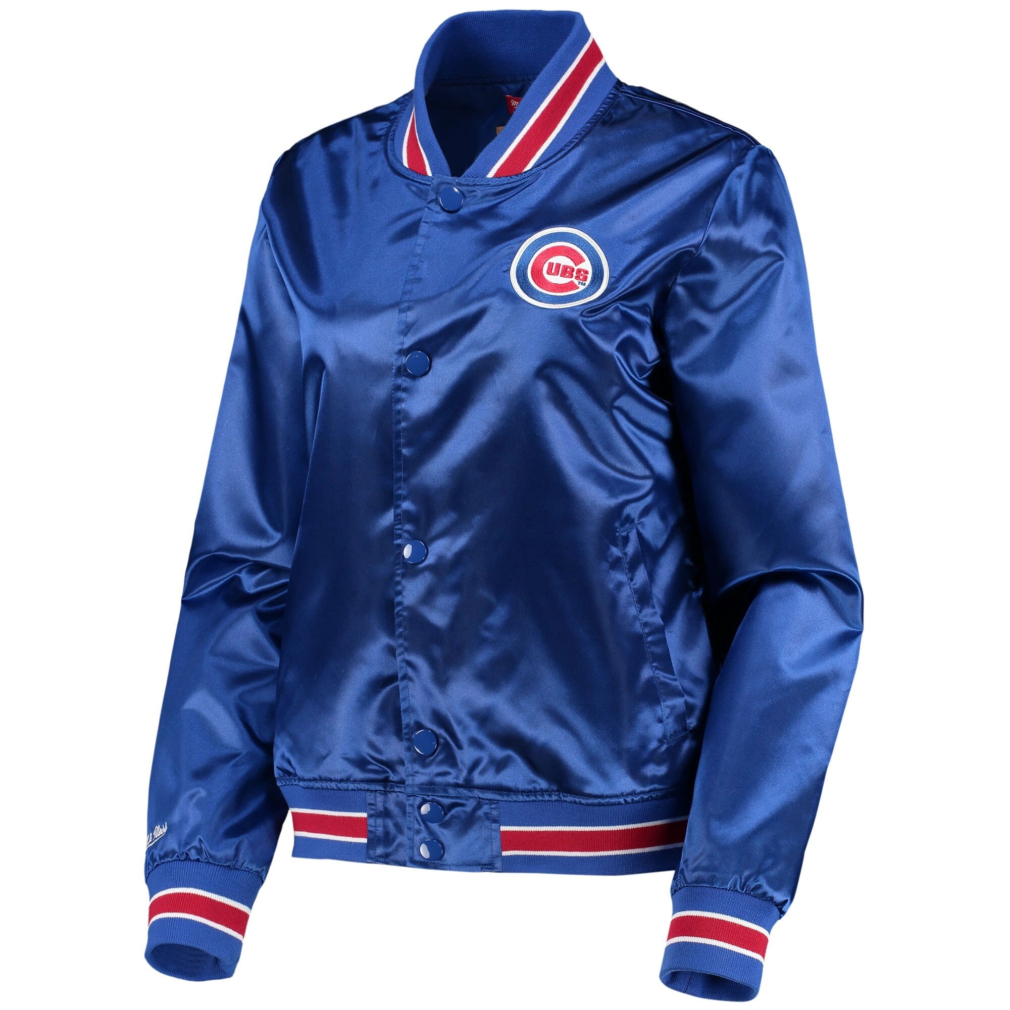 Women's Chicago Cubs Full-Snap Satin Varsity Blue Jacket