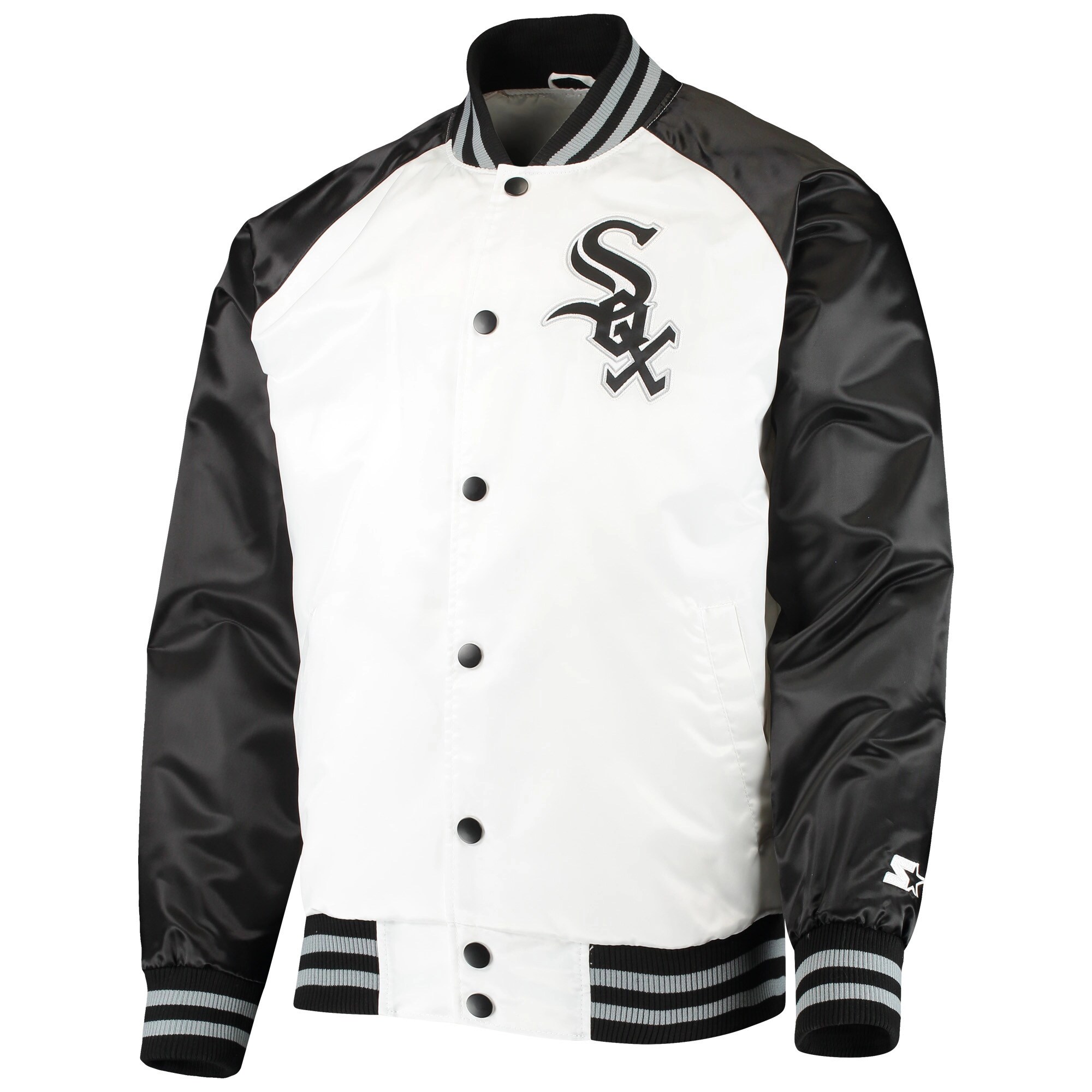 Chicago White Sox  Clean-Up Hitter Full-Snap Satin Varsity Jacket