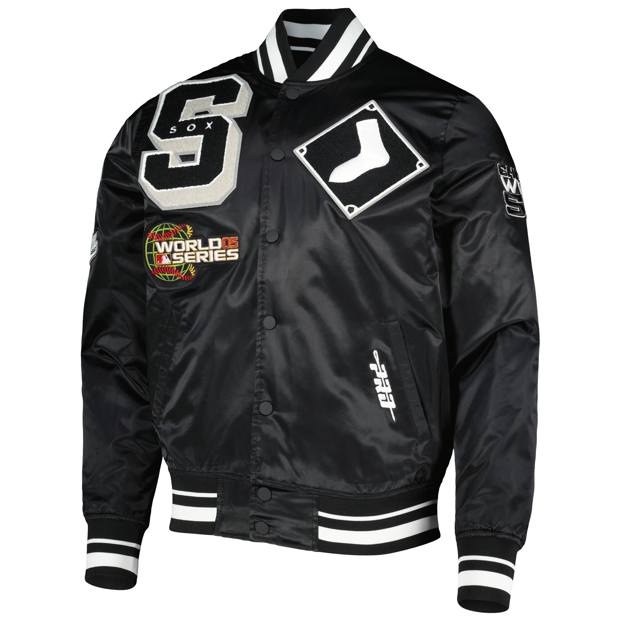 Chicago White Sox Black Mashup Full-Snap Satin Varsity Jacket