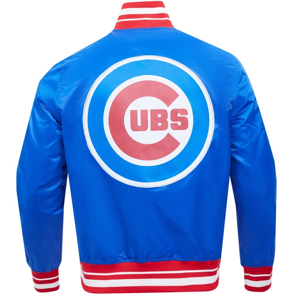 Alternative view of Chicago Cubs Script Tail Rib Knitted Satin Varsity Jacket