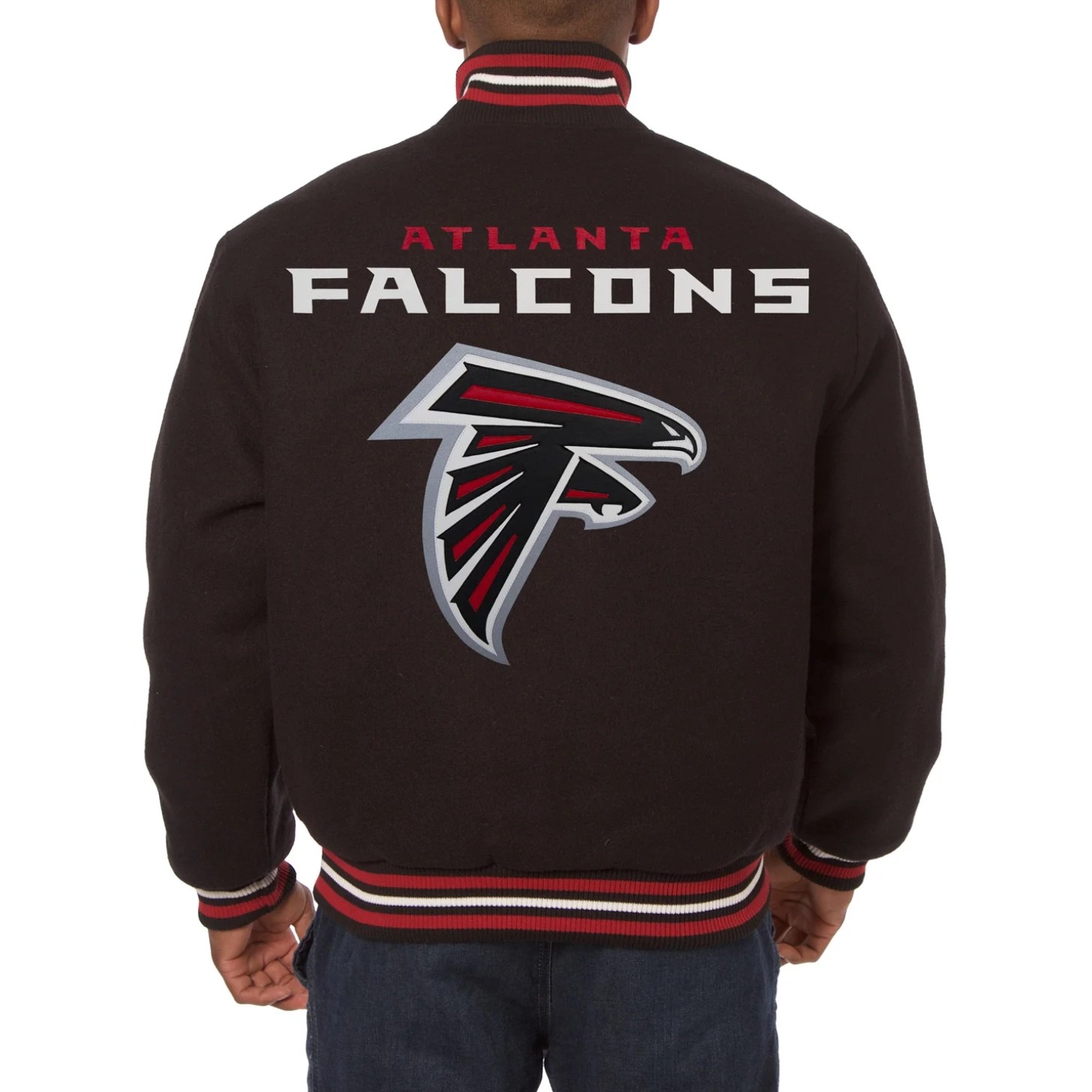 Alternative view of Atlanta Falcons One Color Handmade Black Full Wool Varsity Jacket