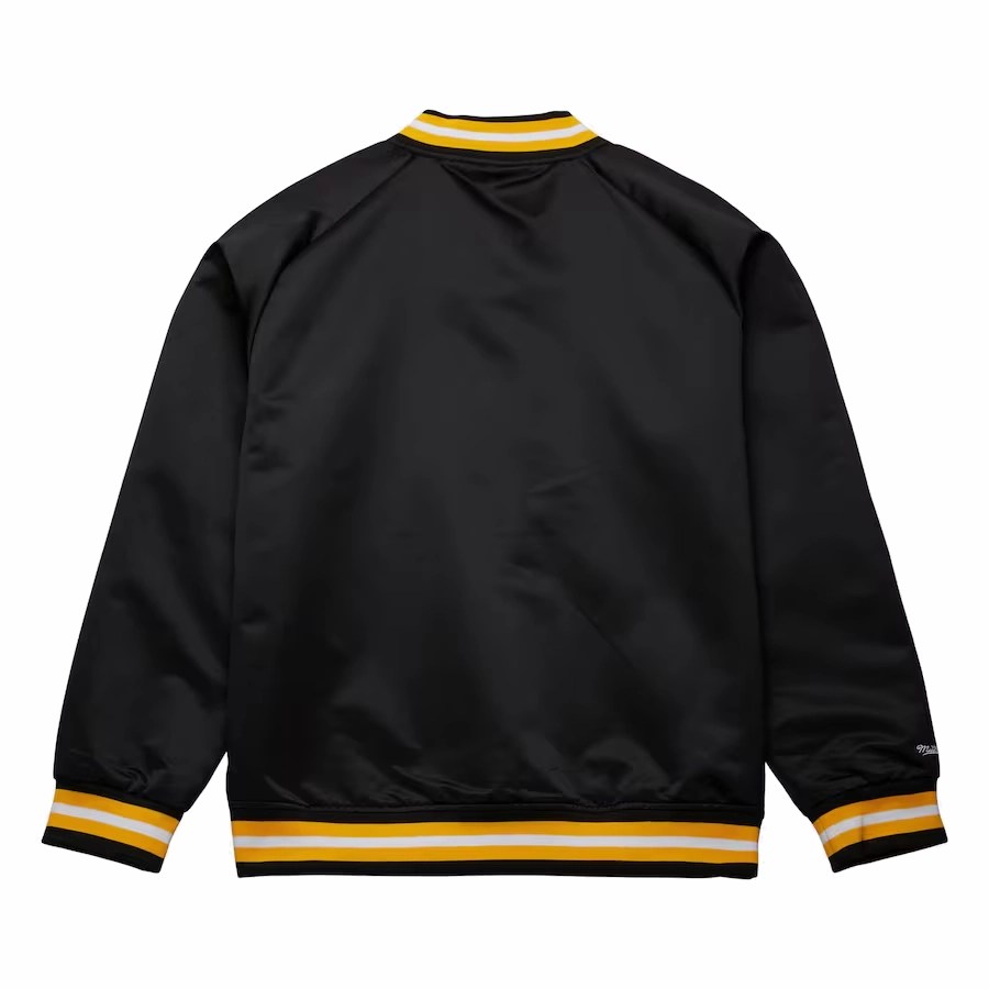 Alternative view of Boston Bruins Raglan Throwback Wordmark Satin Varsity Jacket