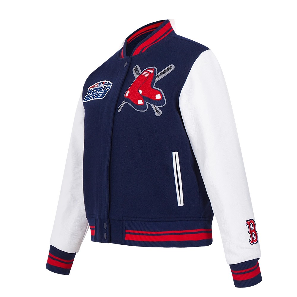 Alternative view of Boston Red Sox Mashup Woman's Wool & Leather Varsity Navy/White Jacket
