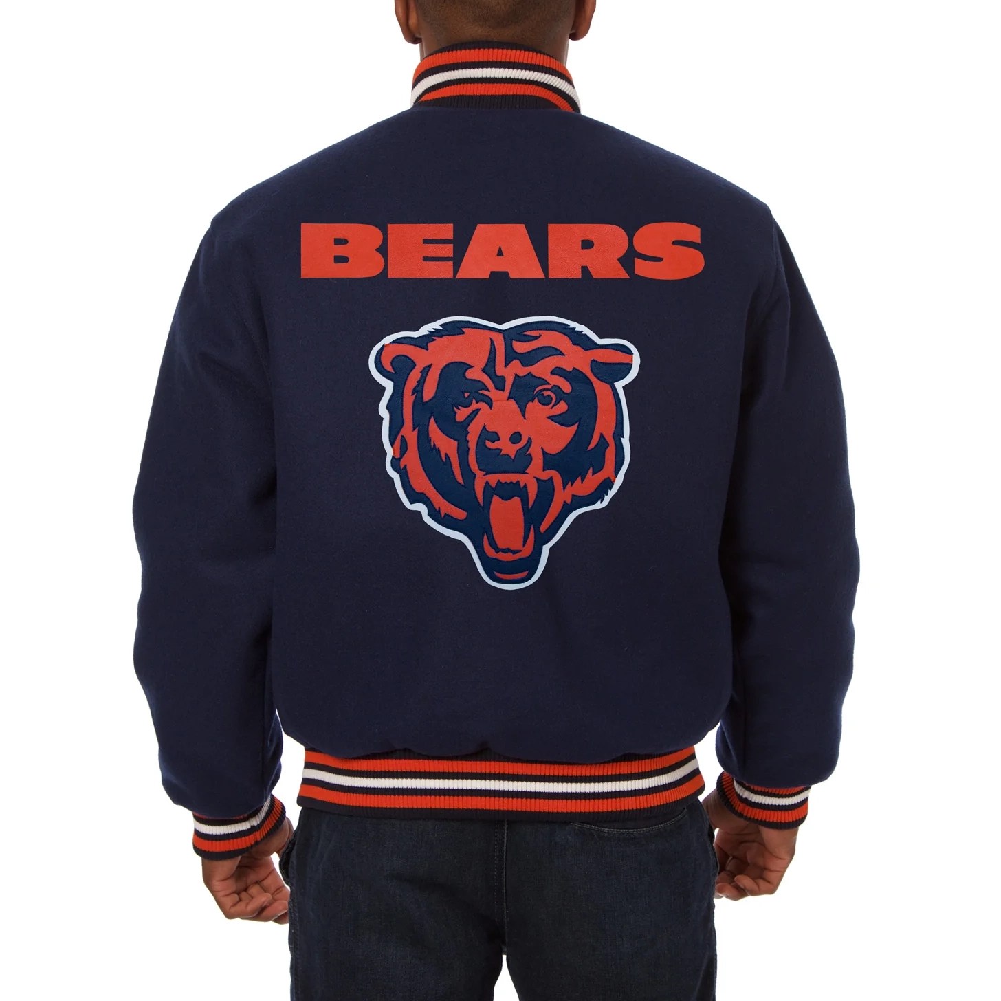 Alternative view of Chicago Bears One Color Handmade Full - Wool Navy Varsity Jacket