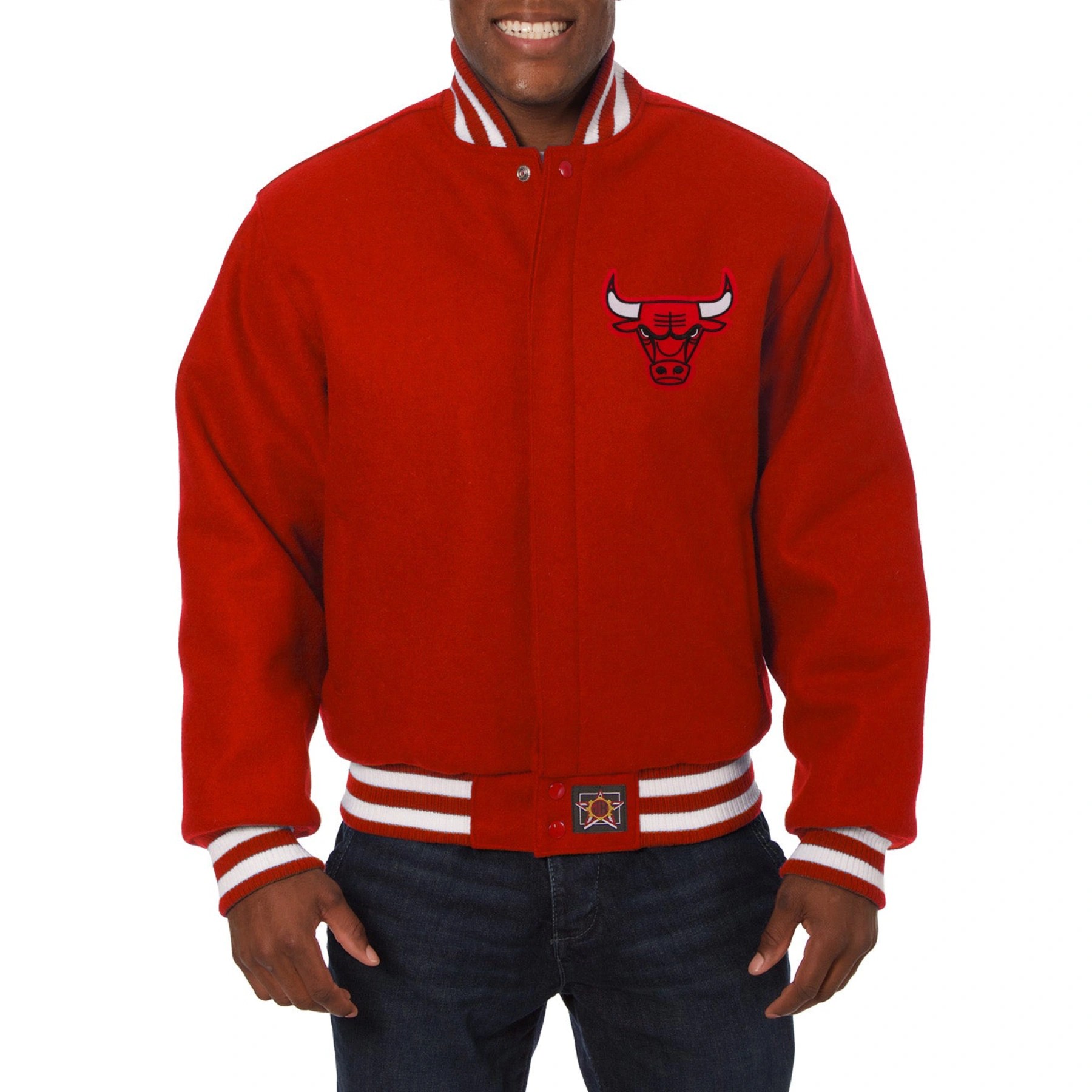 Chicago Bulls One Color Wool Varsity Jacket - Red
