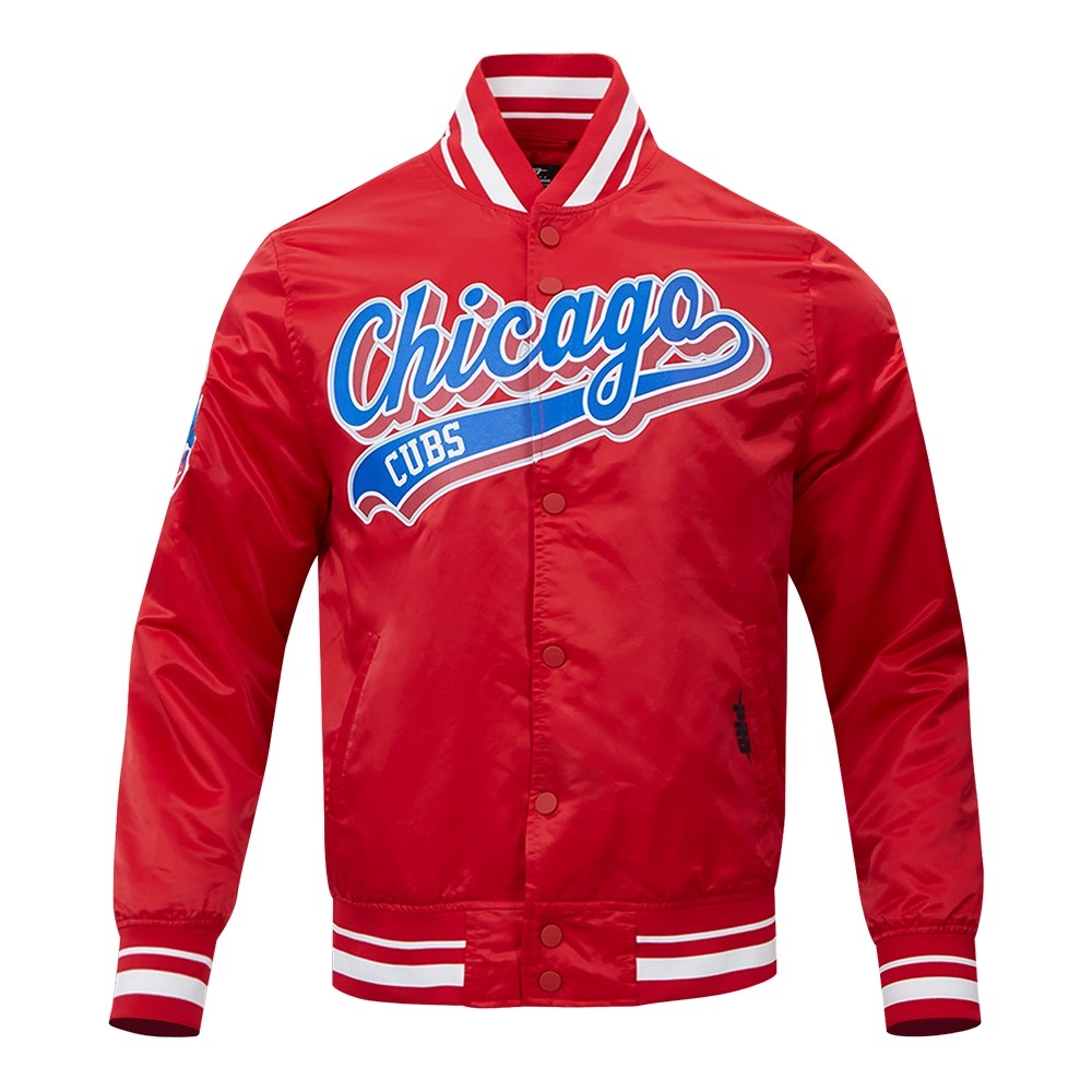 Chicago Cubs Script Tail Satin Jacket - Red