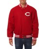 Cincinnati Reds One Color Handcrafted Logo Wool Varsity Jacket - Red