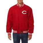 Cincinnati Reds One Color Handcrafted Logo Wool Varsity Jacket - Red