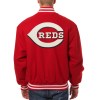 Cincinnati Reds One Color Handcrafted Logo Wool Varsity Jacket - Red - Image 2