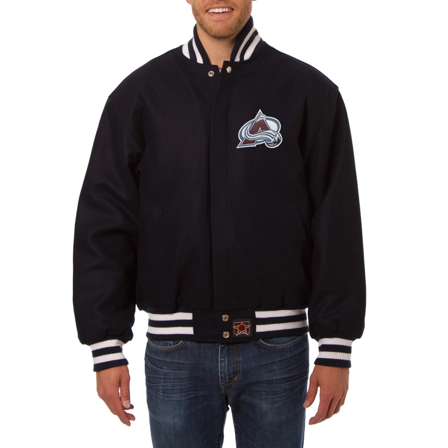 Colorado Avalanche One Color Navy Wool Varsity Jacket