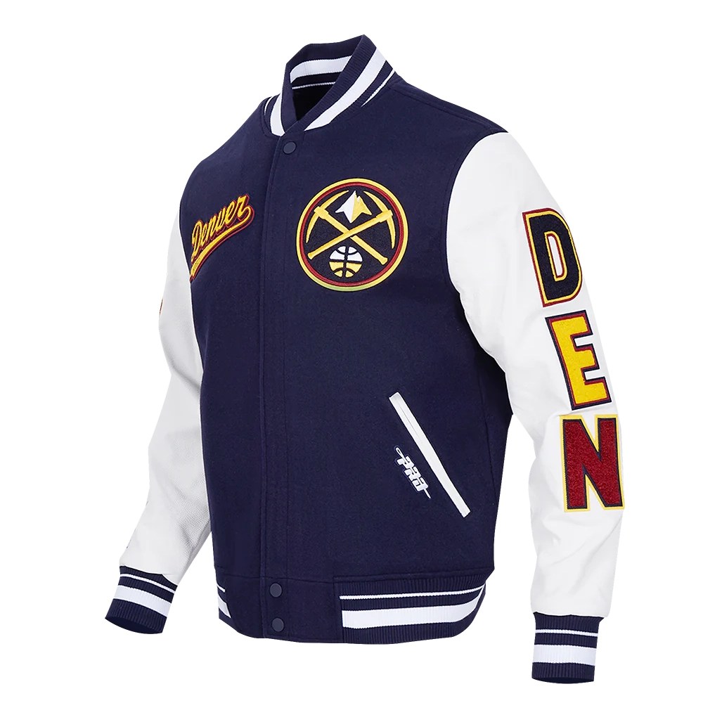 Denver Nuggets Script Tail Wool & Leather Varsity Jacket