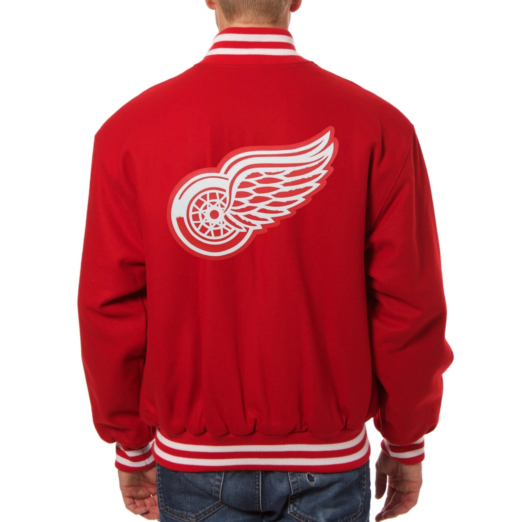 Alternative view of Detroit Red Wings One Color Red Wool Varsity Jacket