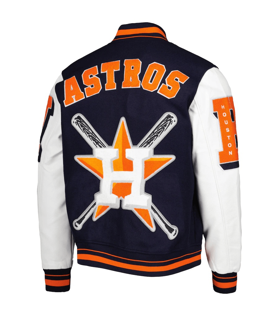 Alternative view of Houston Astros Mashup Wool & Leather Varsity Navy/White Jacket