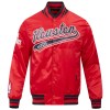 Houston Rockets Script Tail Full-Snap Red Satin Varsity Jacket