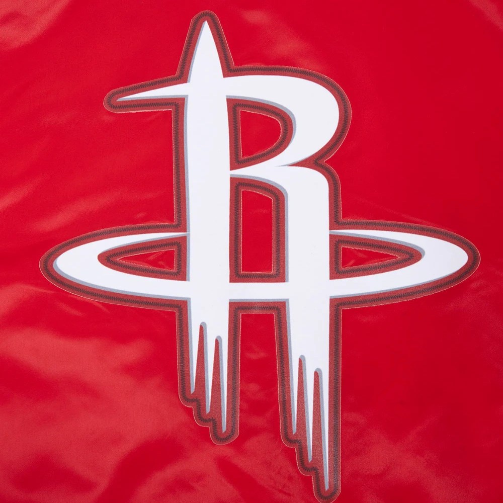 Houston Rockets Script Tail Full-Snap Red Satin Varsity Jacket - Image 8