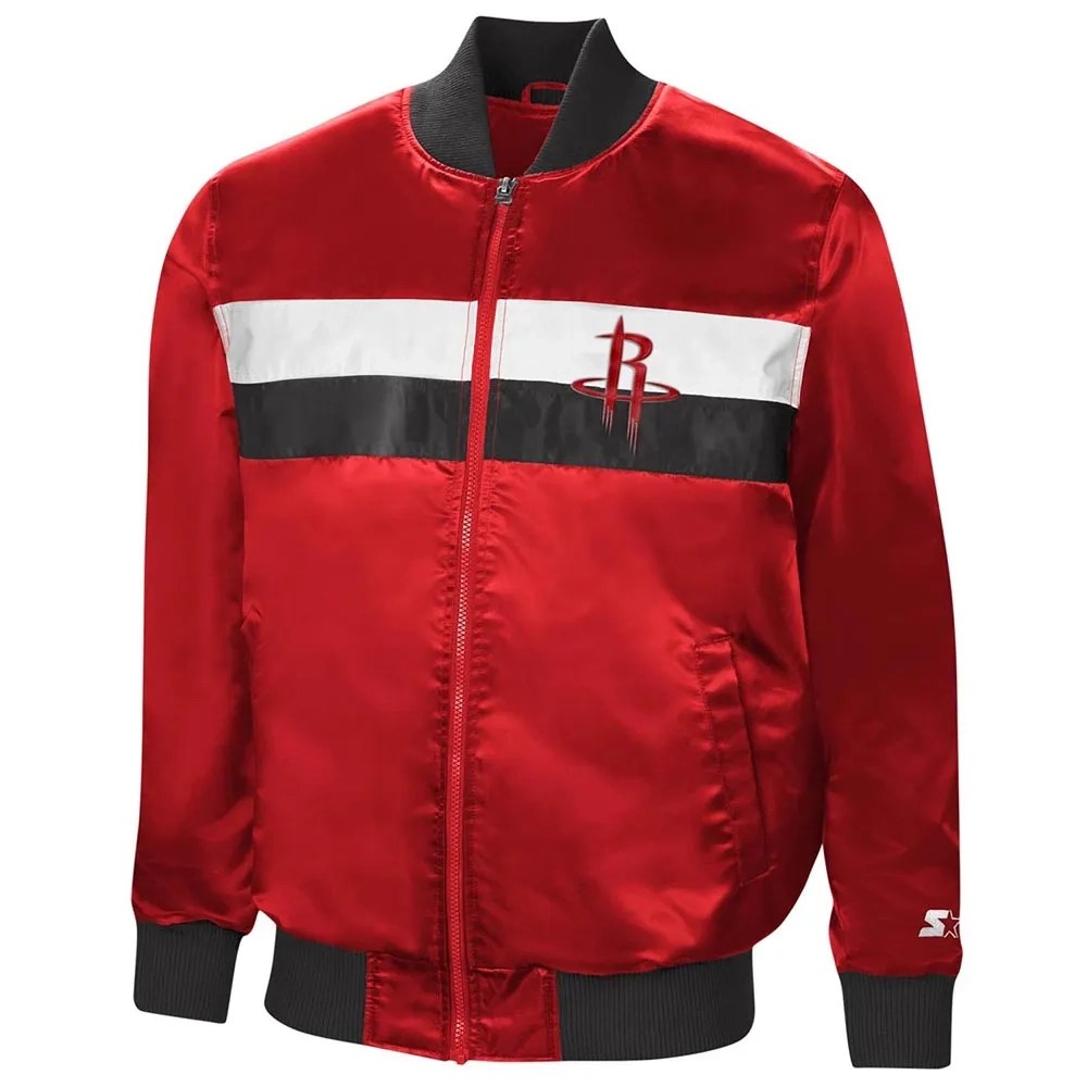 Houston Rockets The Ambassador Satin Varsity Red Jacket