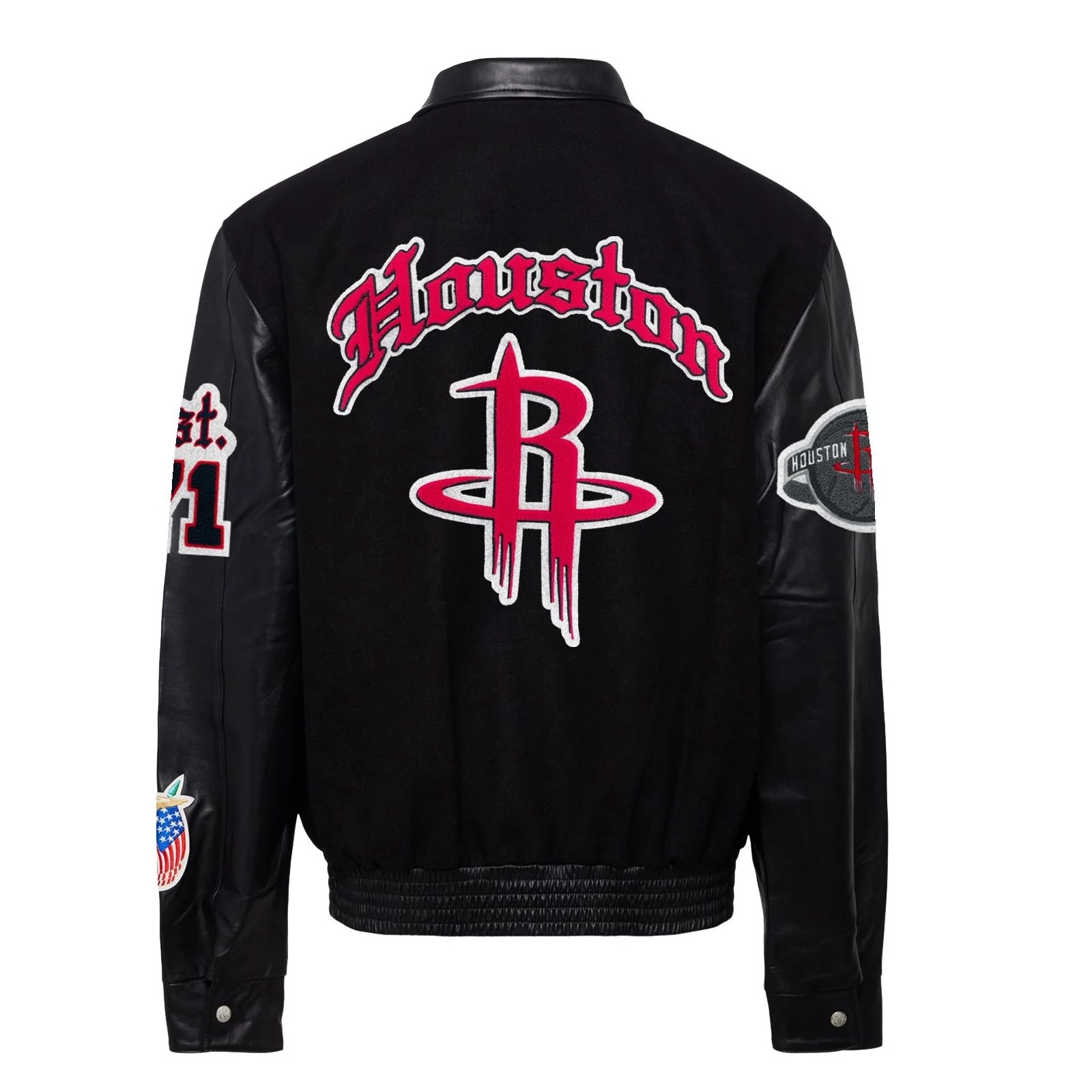Alternative view of Houston Rockets Wool & Leather Old English Varsity Jacket - Black