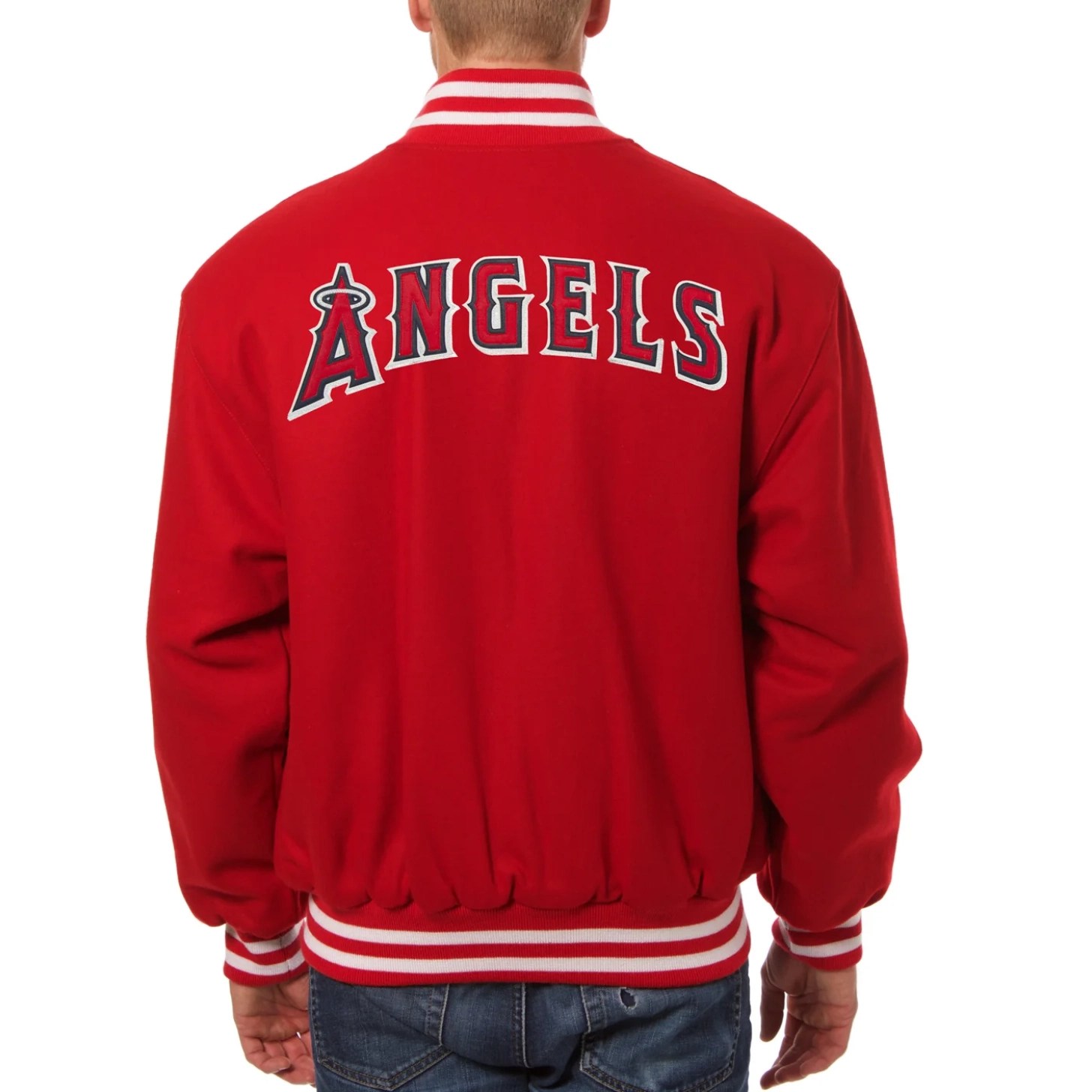 Alternative view of Los Angeles Angels One Color Handcrafted Logo Red Wool Varsity Jacket