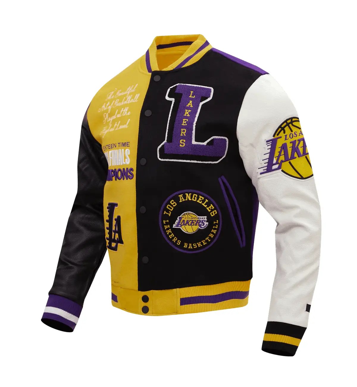 Alternative view of Los Angeles Lakers Letterman Color Block Varsity Jacket