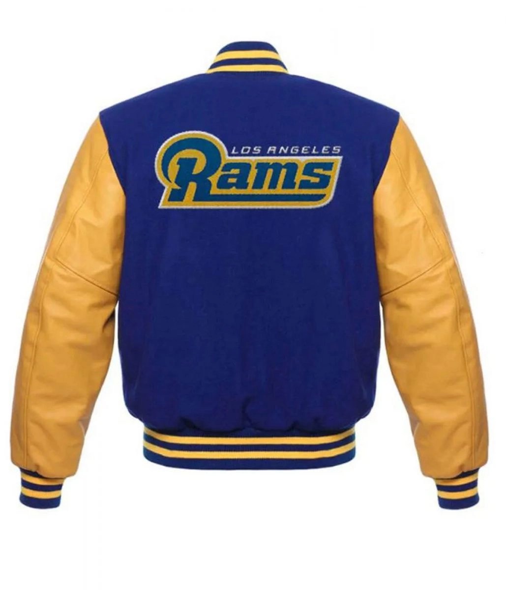 Alternative view of Los Angeles Rams Letterman LA Rams Wool & Leather Blue/Yellow Varsity Jacket
