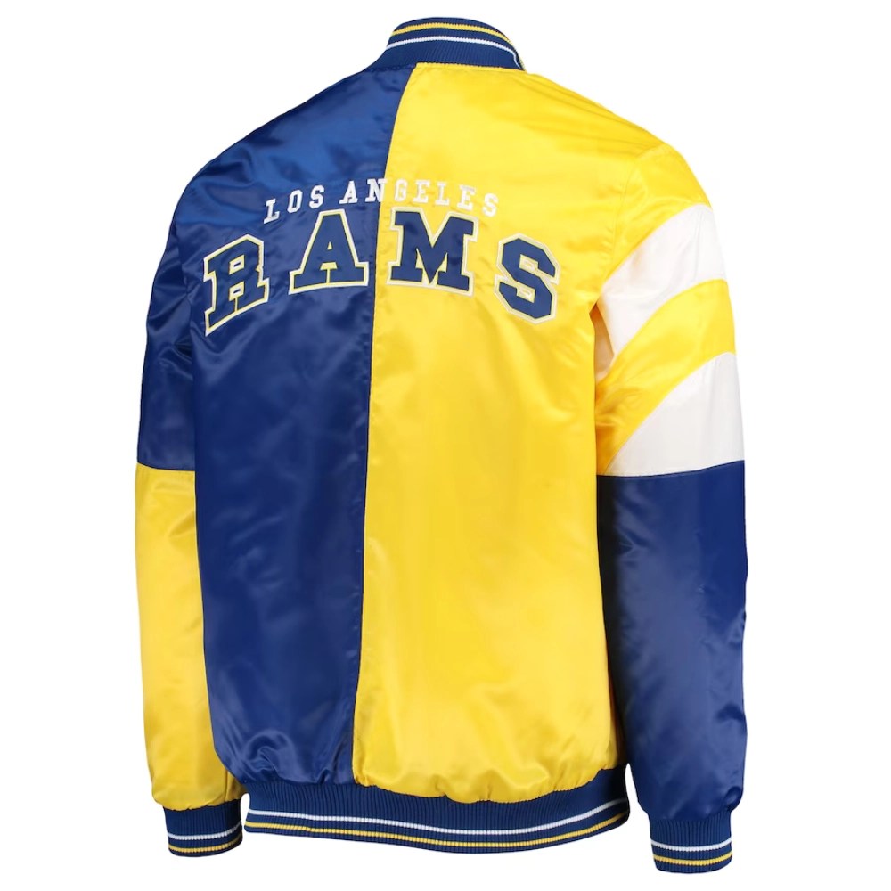 Alternative view of Los Angeles Rams Leader Yellow/Blue Satin Varsity Jacket