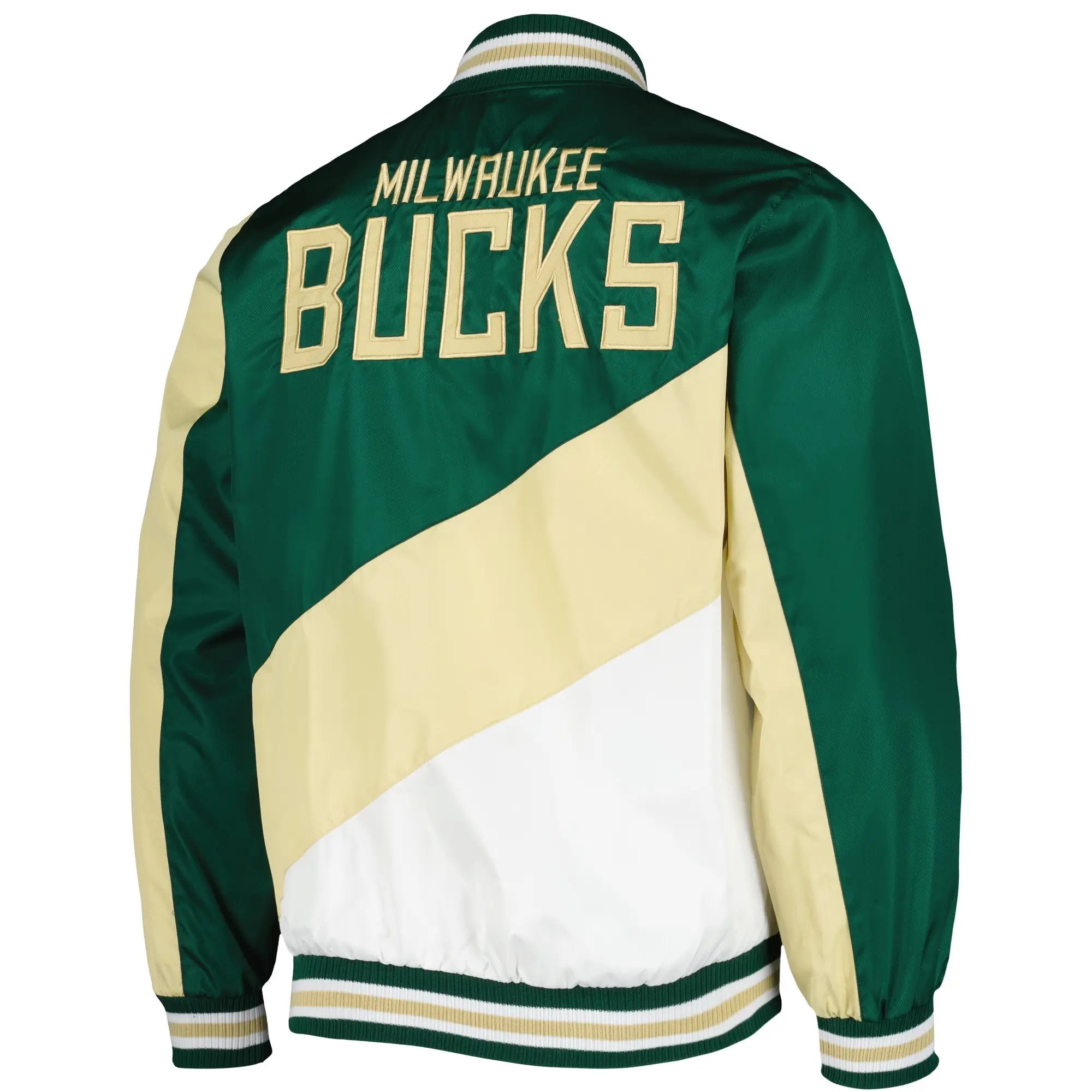 Alternative view of Milwaukee Bucks Ripstop JH Design Color Block Hunter Green Varsity Jacket