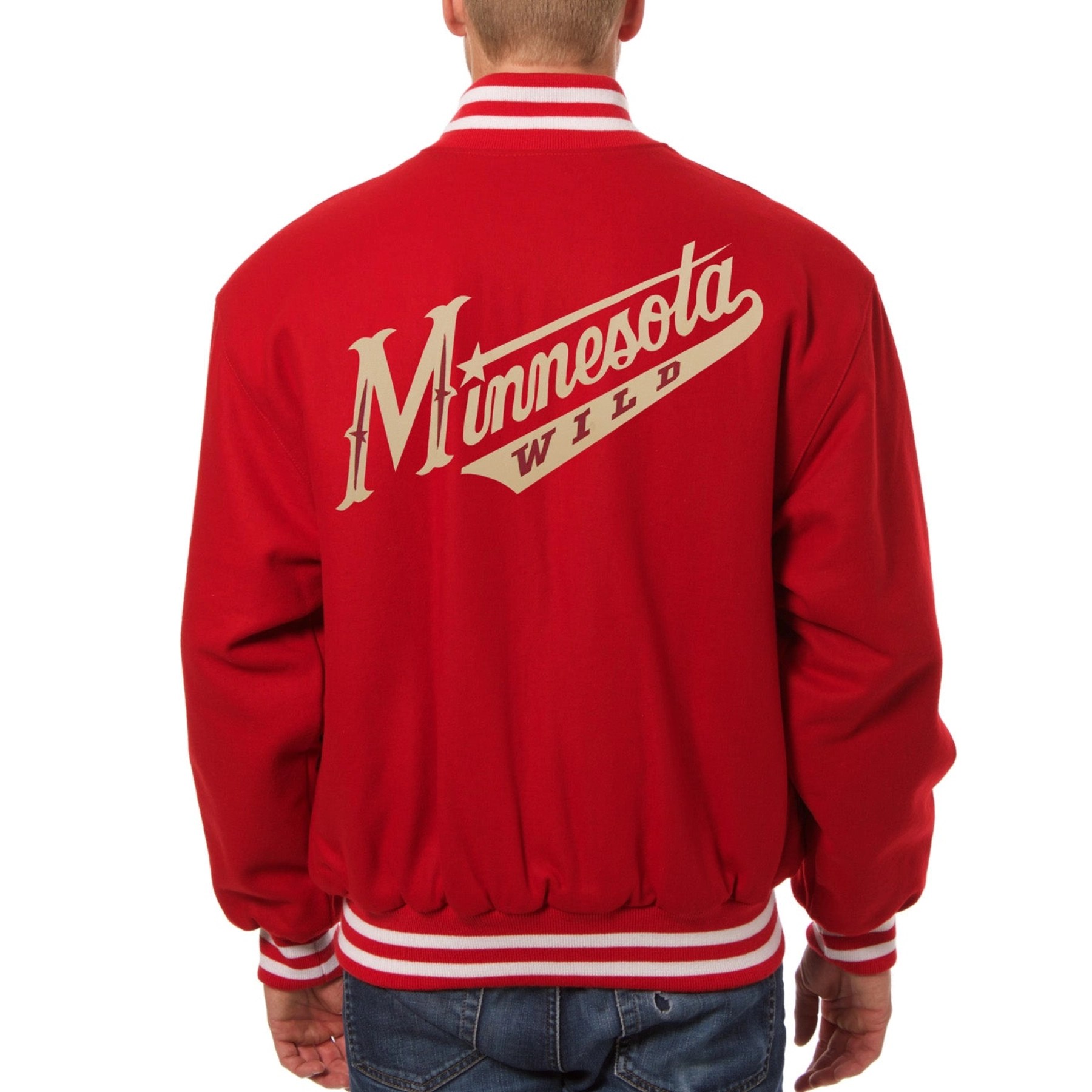 Alternative view of Minnesota Wild One Color Red Wool Varsity Jacket