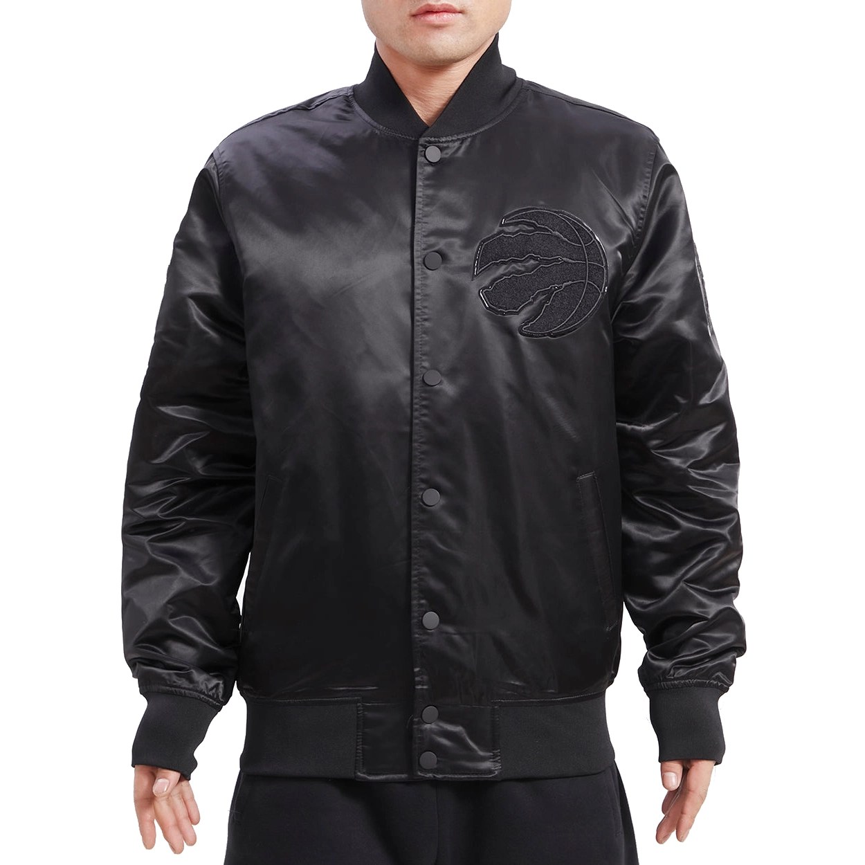 Toronto Raptors Triple Black Full-Snap Black Satin Jacket