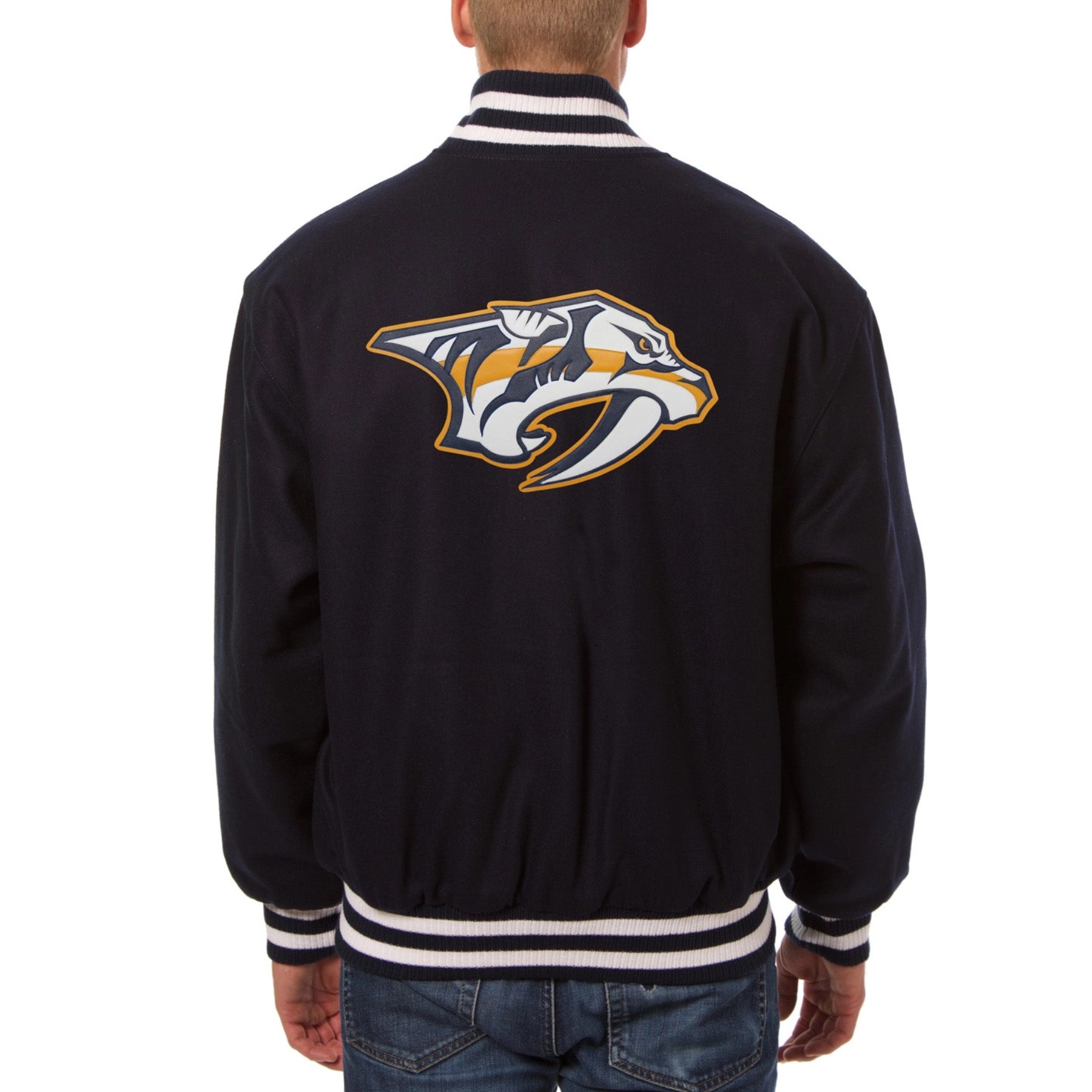 Alternative view of Nashville Predators One Color Navy Wool Varsity Jacket