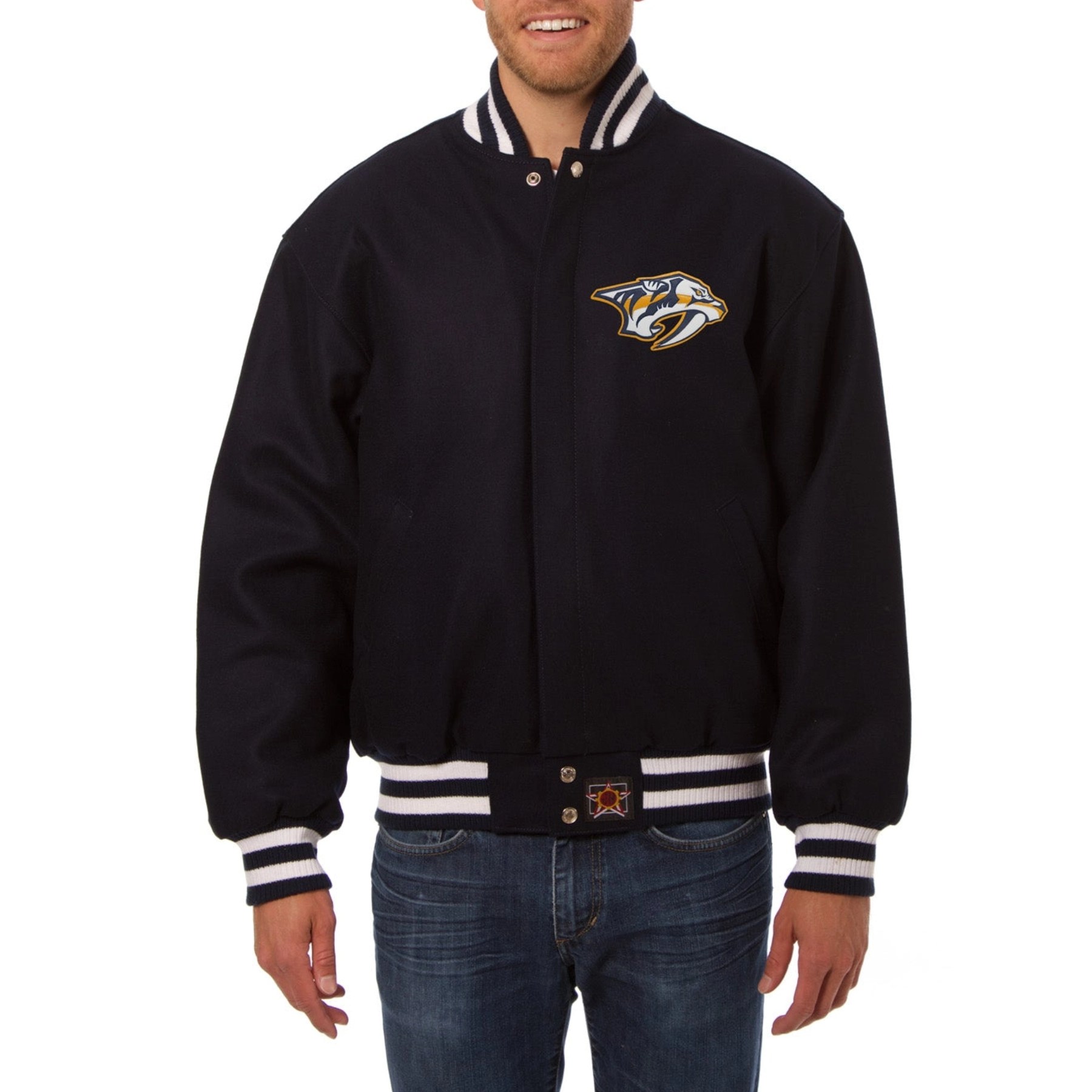 Nashville Predators One Color Navy Wool Varsity Jacket