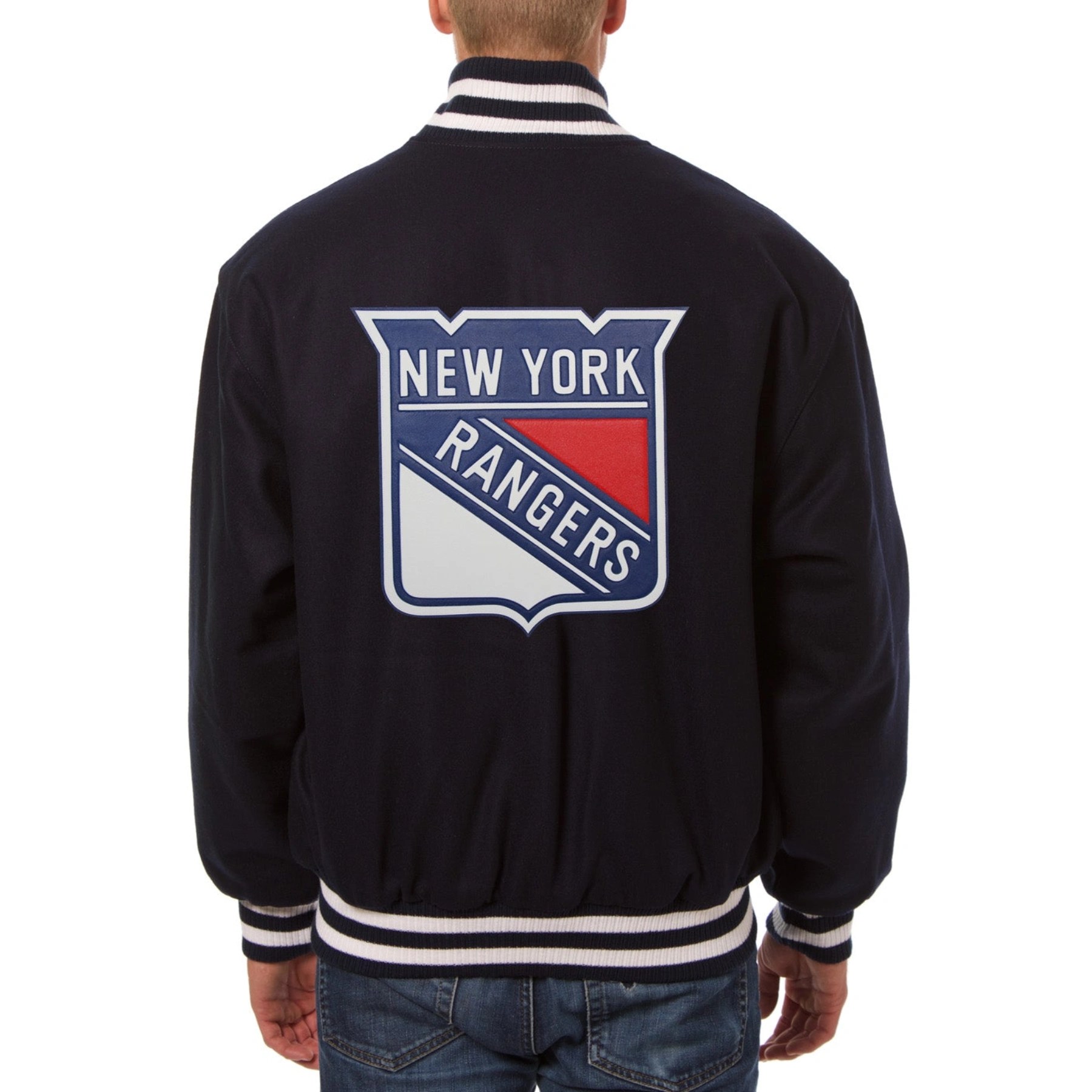 Alternative view of New York Rangers One Color Black Wool Varsity Jacket