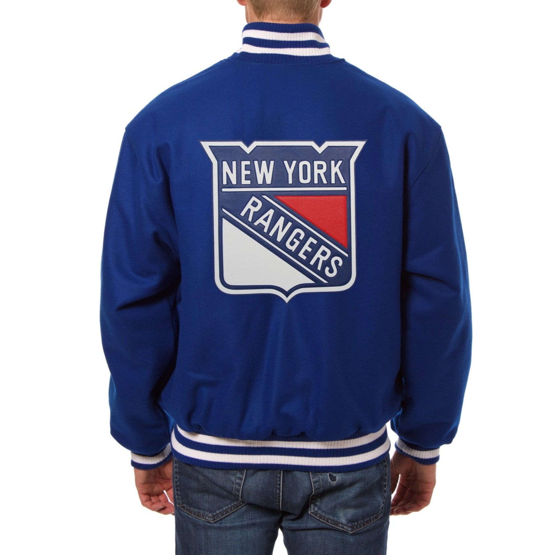 Alternative view of New York Rangers One Color Blue Wool Varsity Jacket