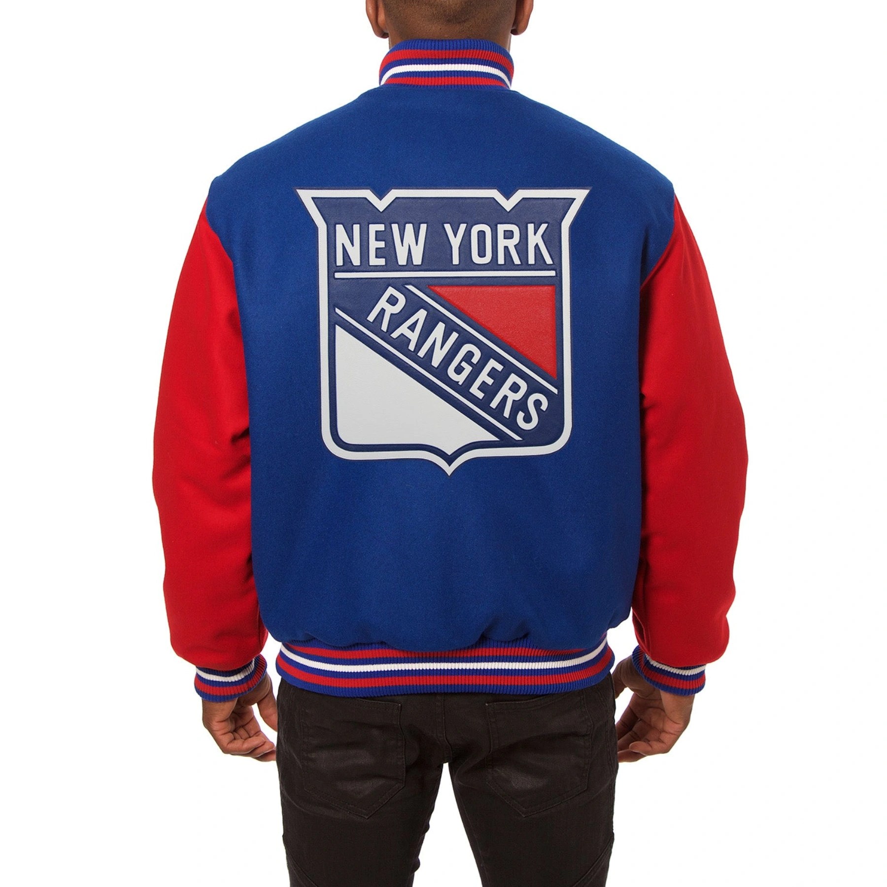 Alternative view of New York Rangers Two Tone Wool Varsity Jacket - Blue/Red