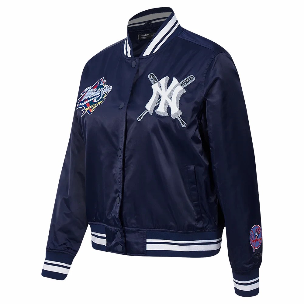 New York Yankees EnforcerFull-Snap Satin Navy & Gray Varsity