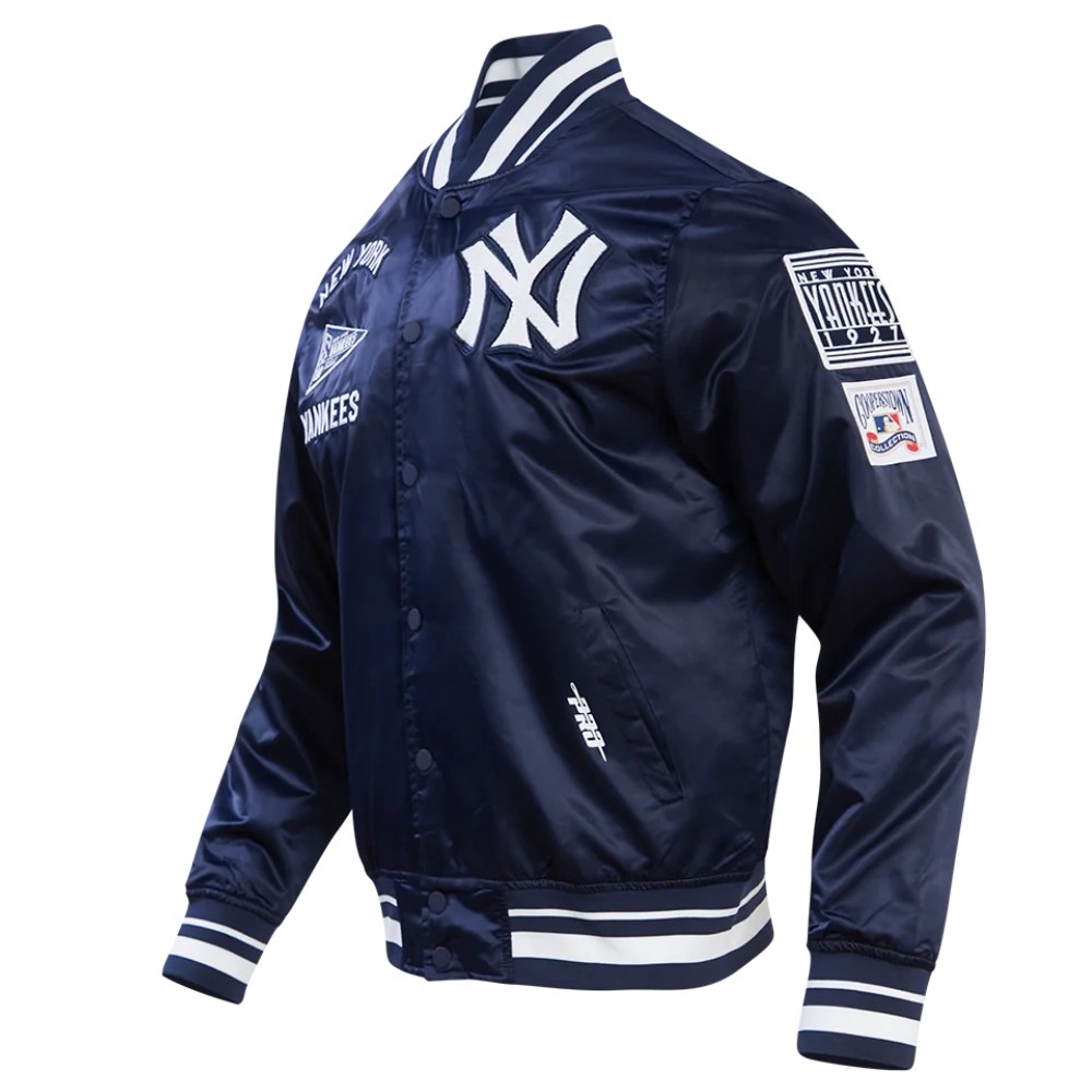 New York Yankees Old English Full-Snap Satin Navy Varsity