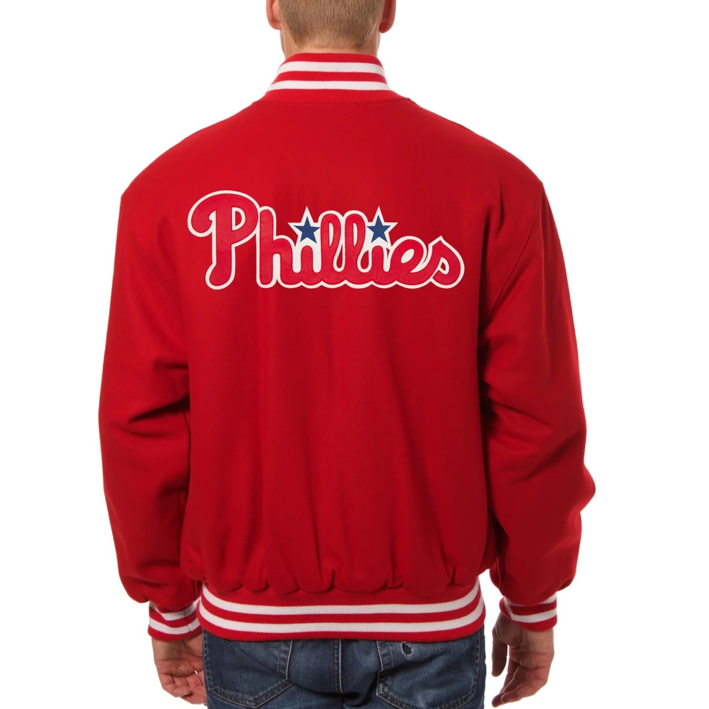 Alternative view of Philadelphia Phillies One Color Handcrafted Logo Red Wool Jacket