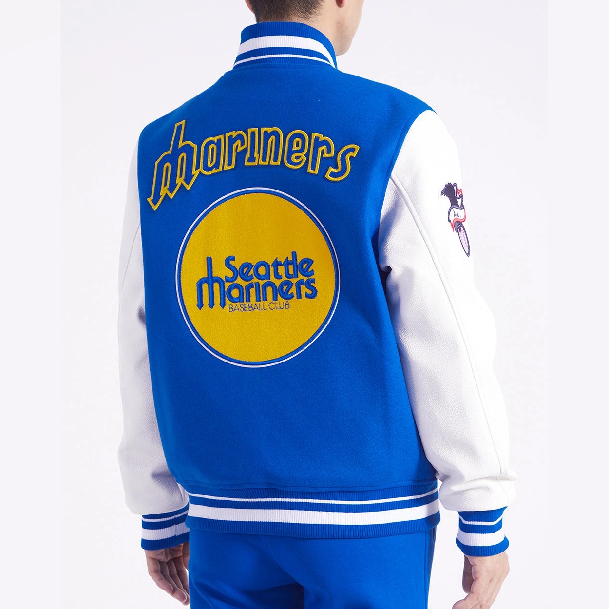 Alternative view of Seattle Mariners Retro Classic Rib Wool & Leather Varsity Jacket