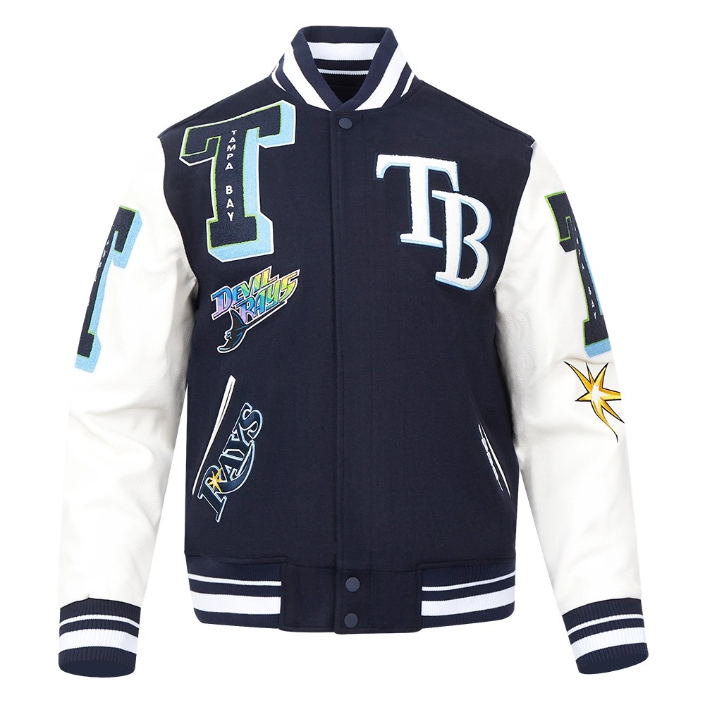 Tampa Bay Rays Mashup Navy/White Wool & Leather Varsity Jacket