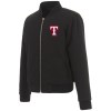 Texas Rangers Full-Zip Classic Rib Black Wool Varsity Jacket