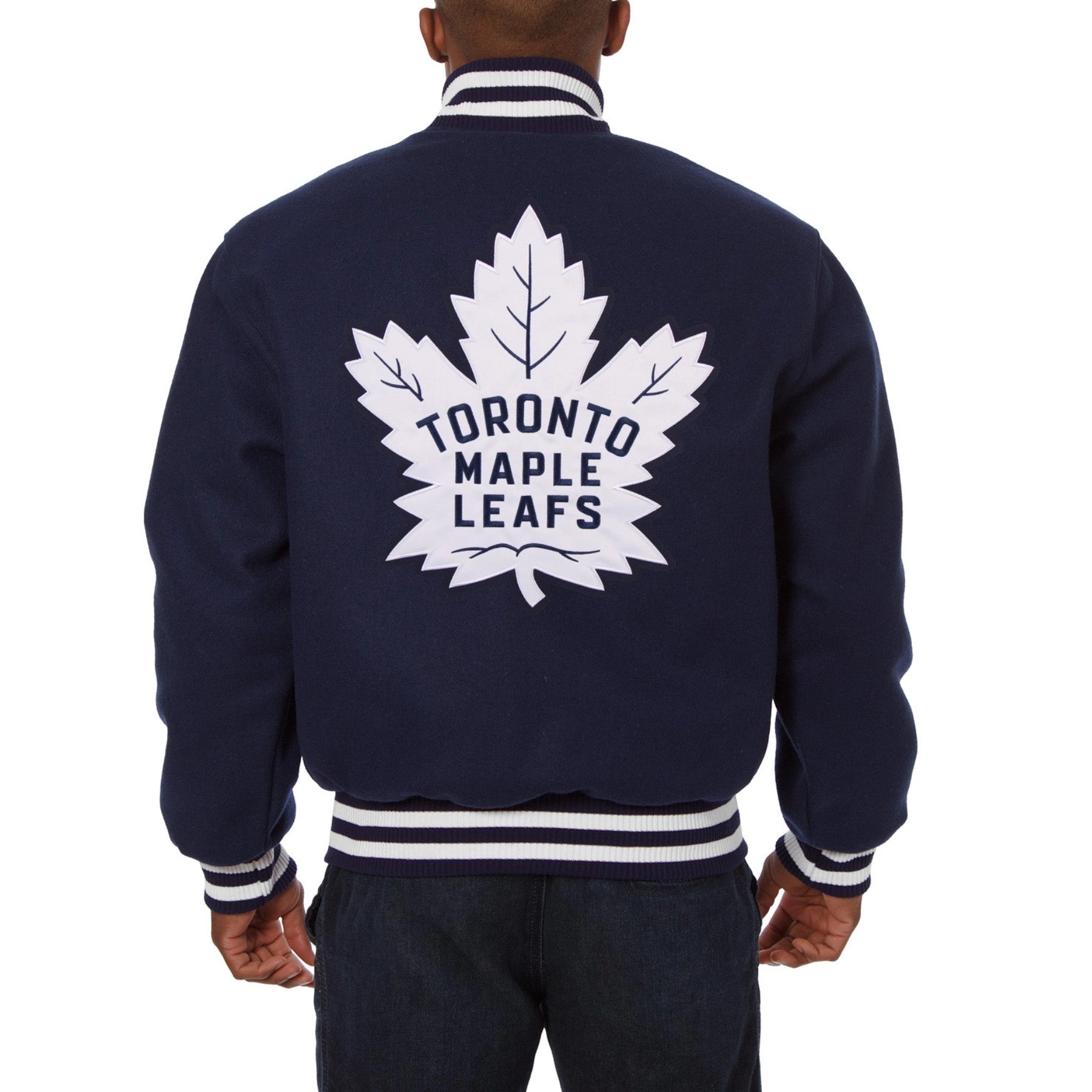 Alternative view of Toronto Maple Leafs One Color Navy Wool Varsity Jacket