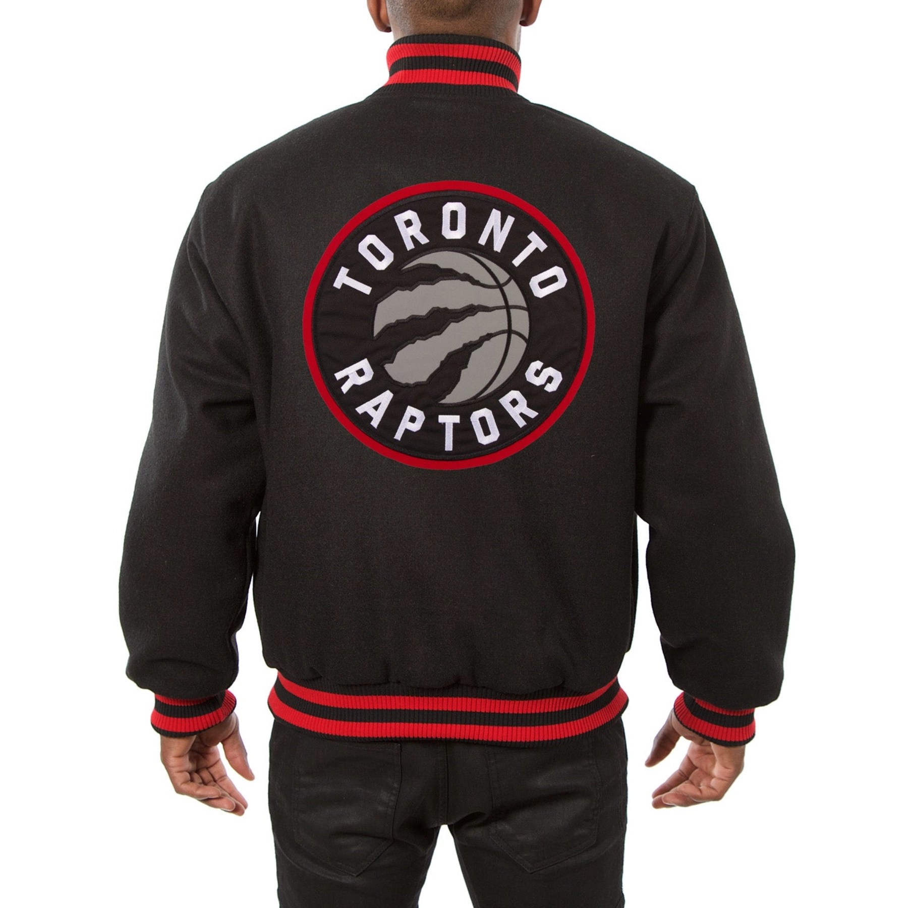 Alternative view of Toronto Raptors One Color Handmade Black Wool Varsity Jacket