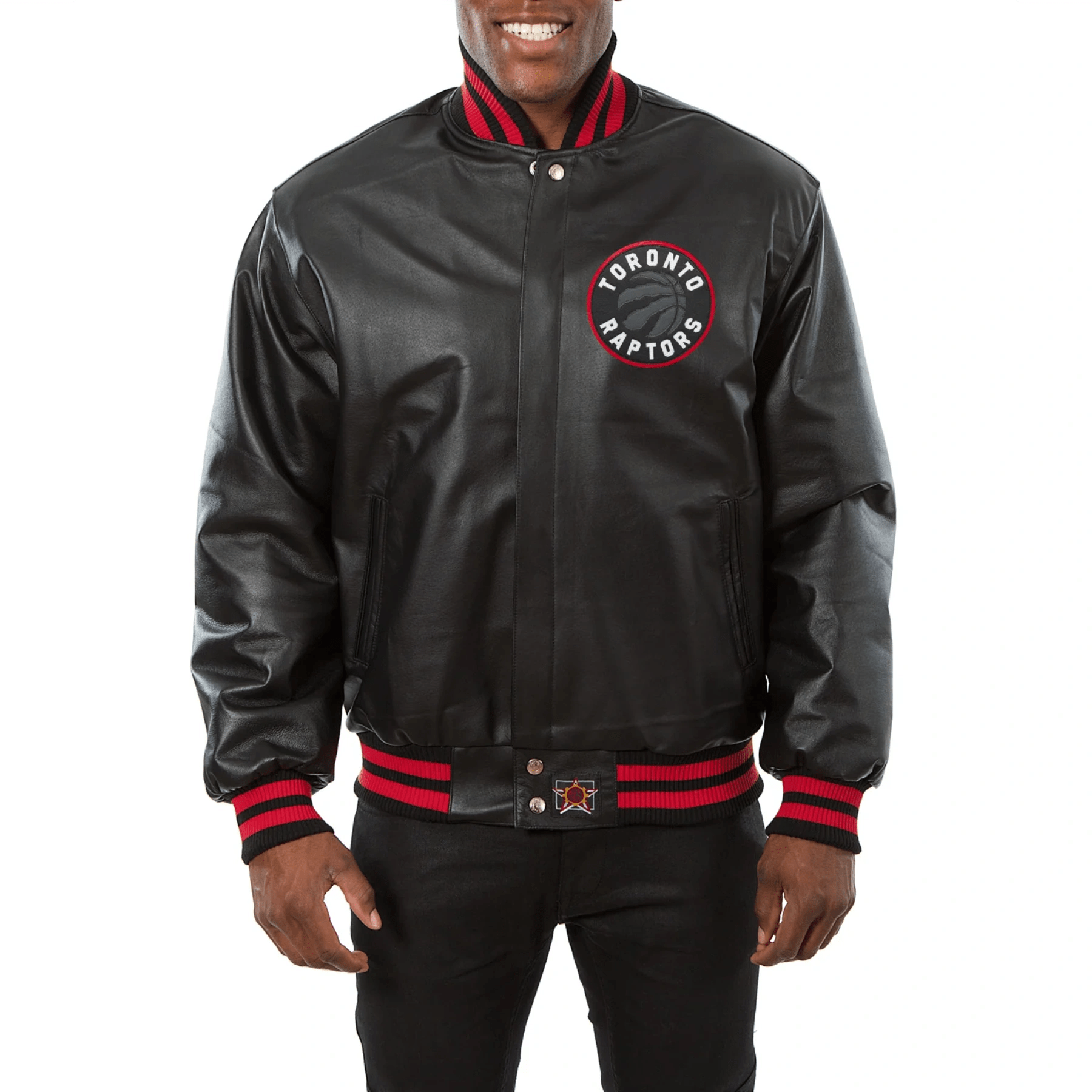 Toronto Raptors Logo Real Black Full Leather Varsity Jacket