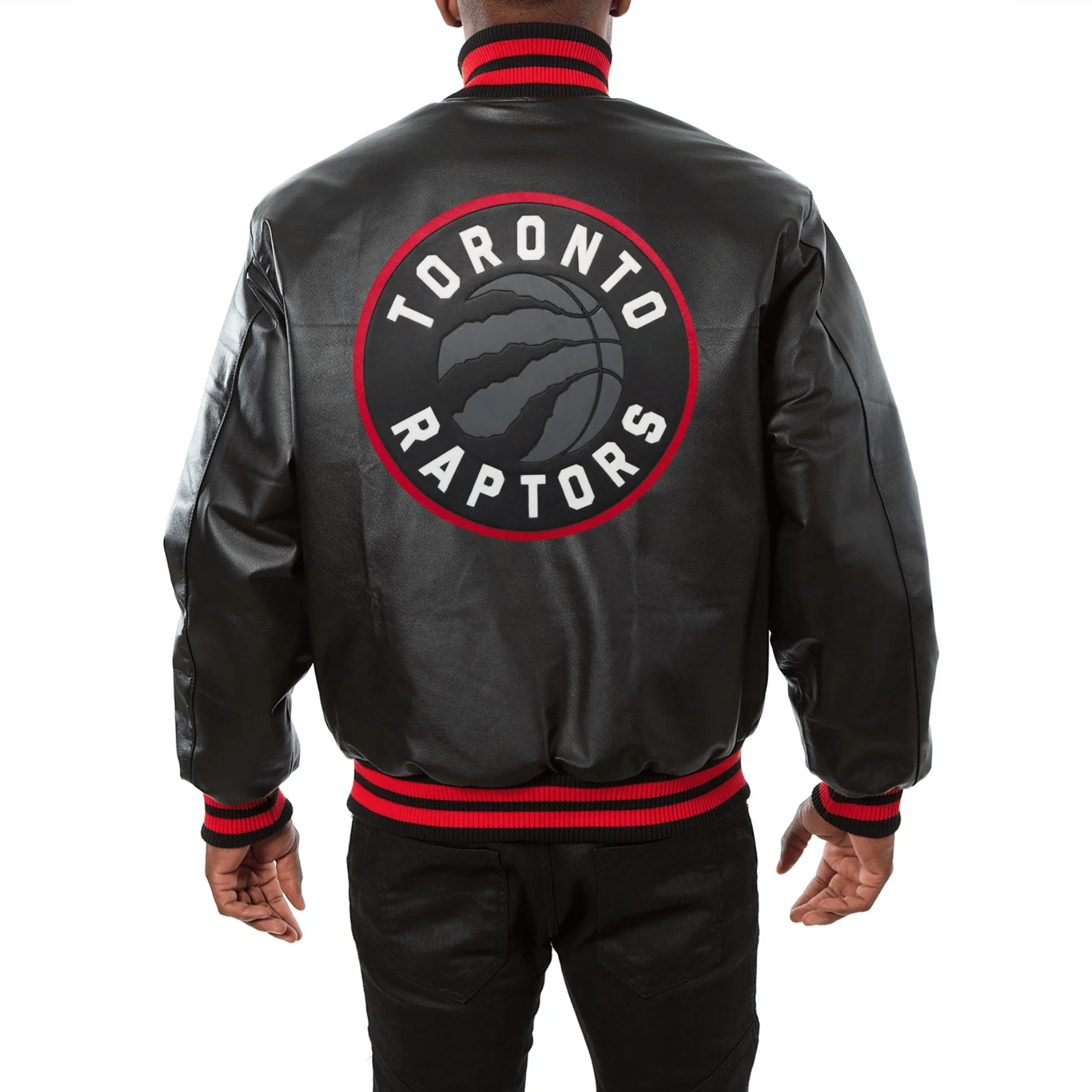Alternative view of Toronto Raptors Logo Real Black Full Leather Varsity Jacket
