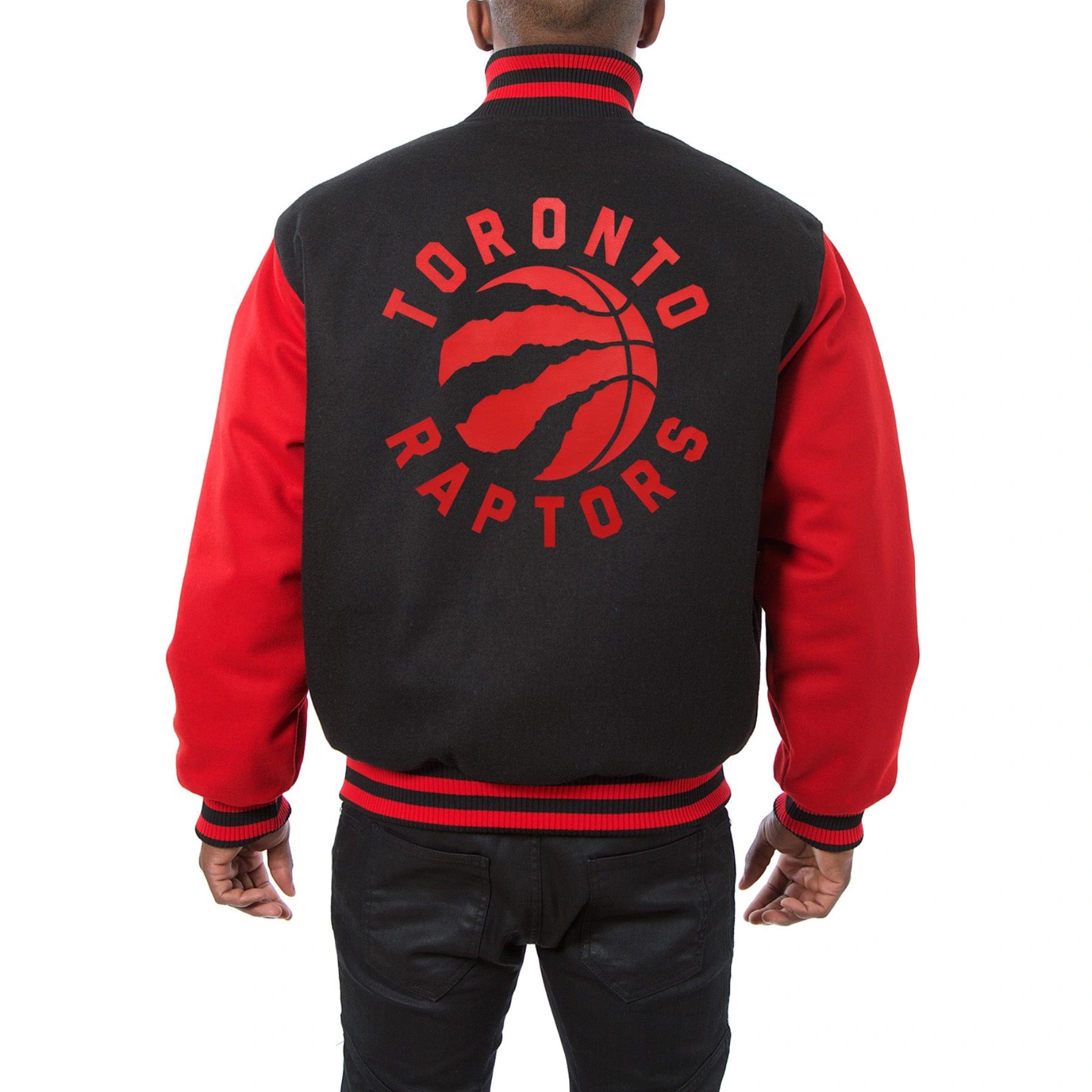 Alternative view of Toronto Raptors Two Tone Black/Red Wool Varsity Jacket