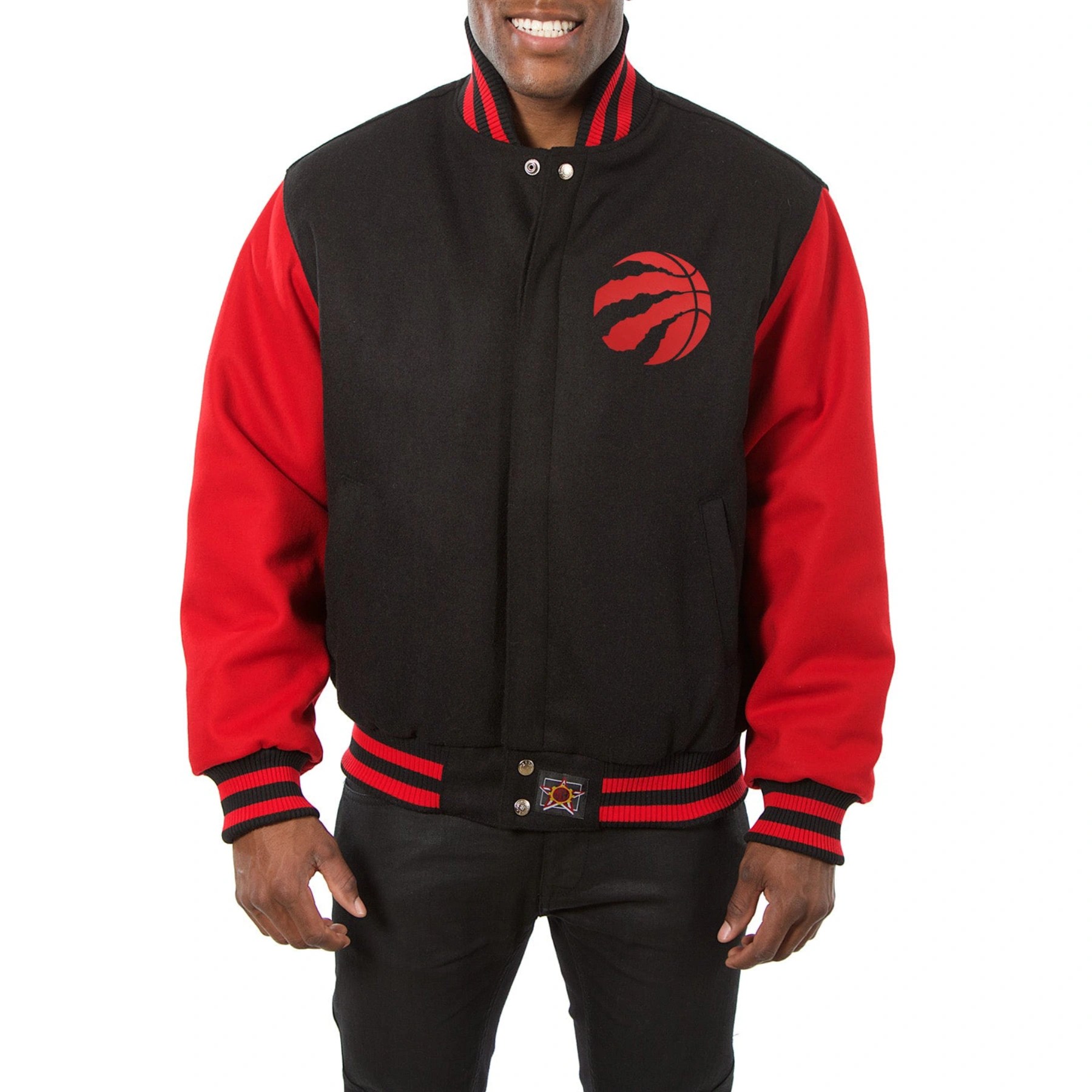 Toronto Raptors Two Tone Black/Red Wool Varsity Jacket